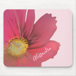 Mousepad Nome Monograma Rosa Pastel Aquarela Floral