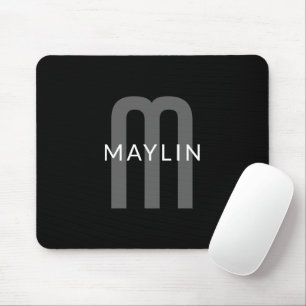 Mousepad Nome Monogramado com Visual Moderno Preto Cinza