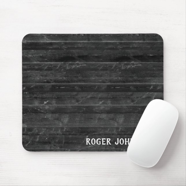 Mousepad Nome Na Madeira Negra (Com mouse)