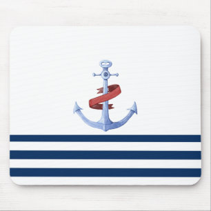 Mousepad Nome Náutico Do Barco, Marinho Azul De Âncora, B