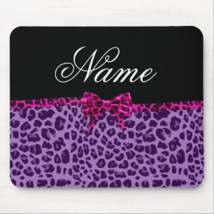 Mousepad Nome personalizado arco rosa de impressão leopard