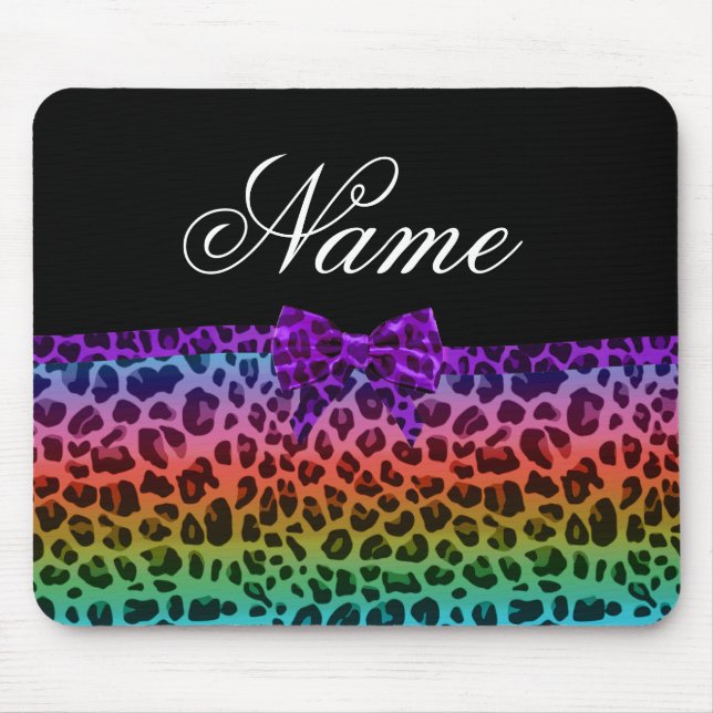 Mousepad Nome personalizado arco roxo de impressão-leopardo (Frente)