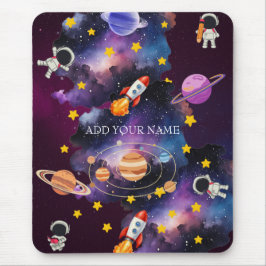 Mousepad Nome Personalizado Astronauta Galáxia Espaço Cute