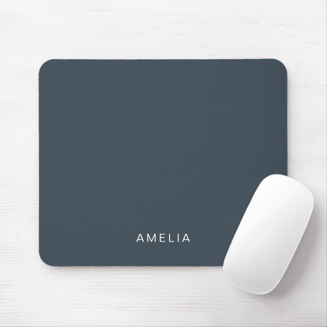 Mousepad Nome Personalizado Azul Carvão  (Com mouse)