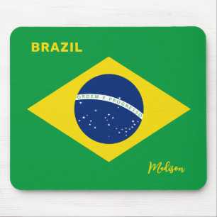 Mousepad Nome Personalizado Bandeira Brasil
