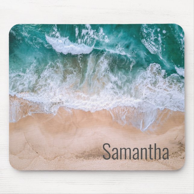 Mousepad Nome personalizado Beach Waves Ocean Surf (Frente)