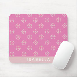 Mousepad Nome Personalizado Boho Floral Daisy Girly Pink