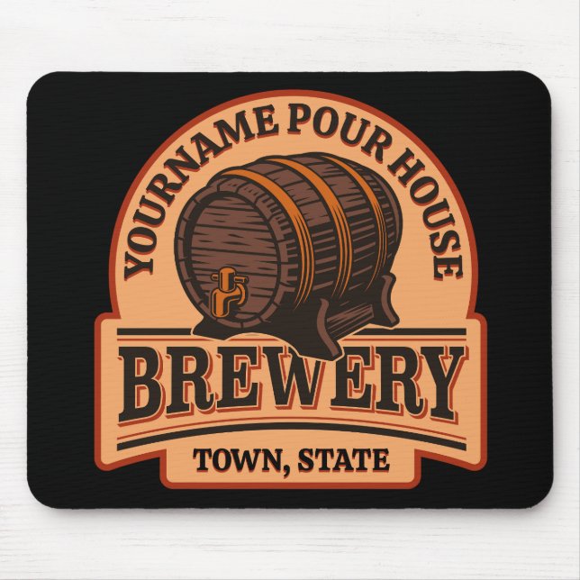Mousepad Nome Personalizado Brewery do barril de cerveja de (Frente)