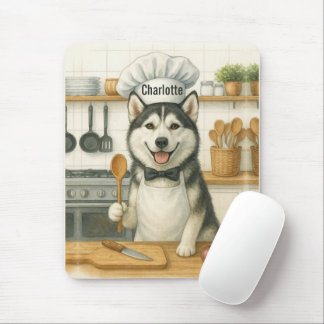 Mousepad Nome Personalizado Cachorro Chef Siberiano Husky E