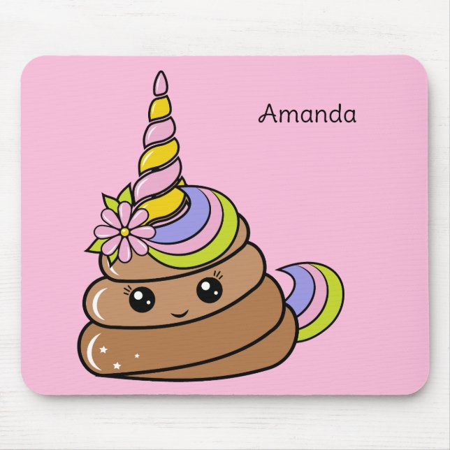 Mousepad Nome Personalizado Cocô de Unicórnio (Frente)