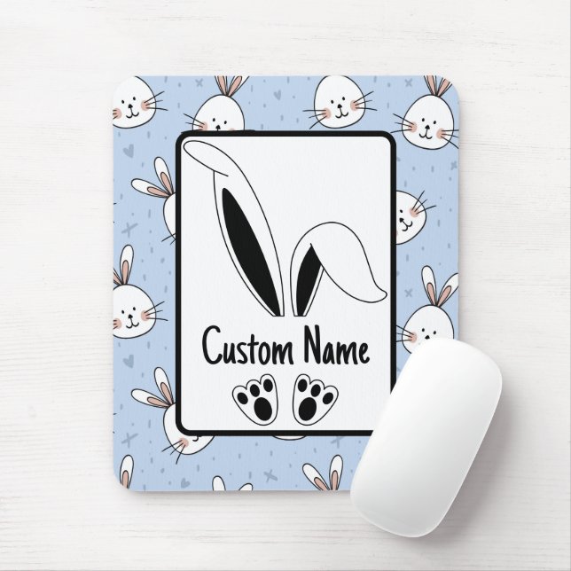 Mousepad Nome Personalizado Coelho Fofo Páscoa (Com mouse)