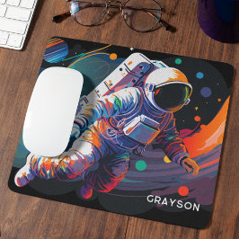 Mousepad Nome Personalizado Colorido do Espaço Moderno do A