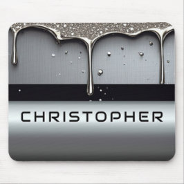 Mousepad Nome Personalizado Com Metal Líquido Gotejando
