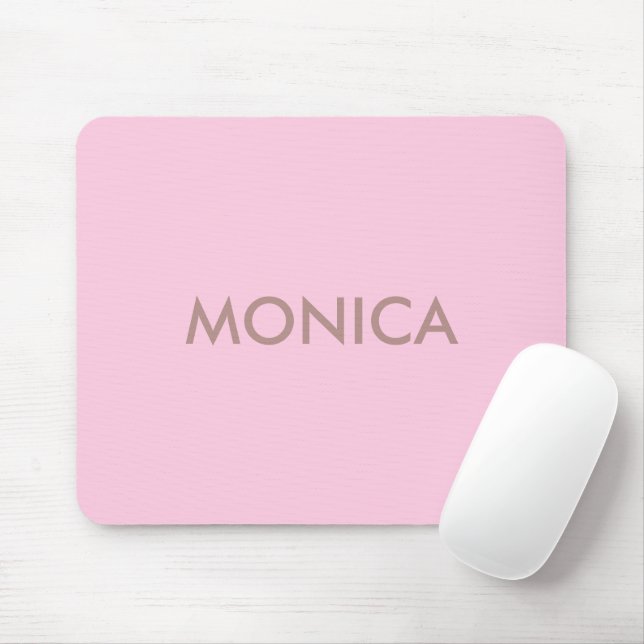 Mousepad Nome personalizado cor de rosa feminino (Com mouse)