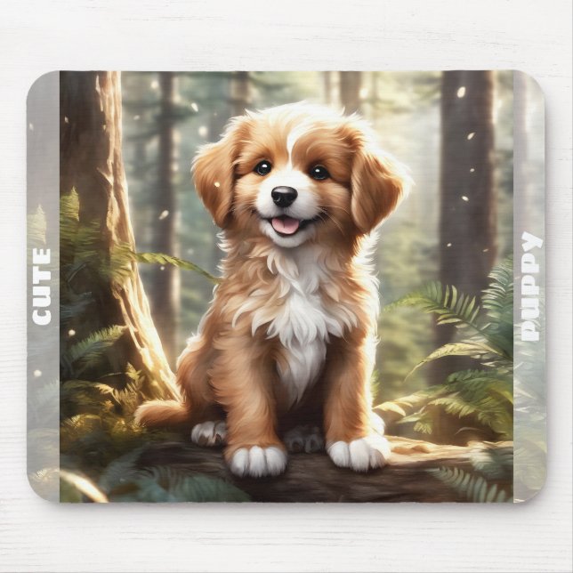 Mousepad Nome Personalizado da Floresta de Cachorro Cachorr (Frente)
