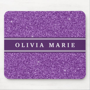 Mousepad Nome Personalizado da Glitter Roxo (faux)