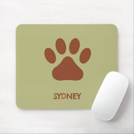 Mousepad Nome personalizado da pata de cão castanho
