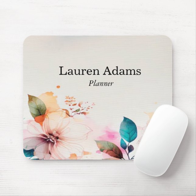Mousepad Nome personalizado das flores aquáticas cor pastel (Com mouse)