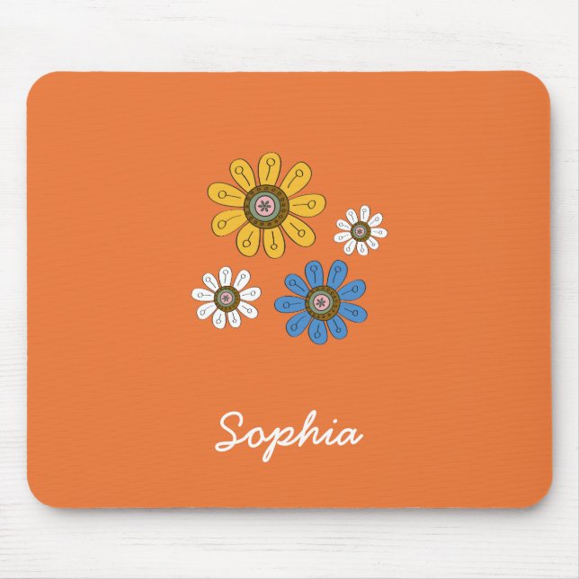 Mousepad Nome Personalizado das Flores Coloridas Boêmicas (Frente)