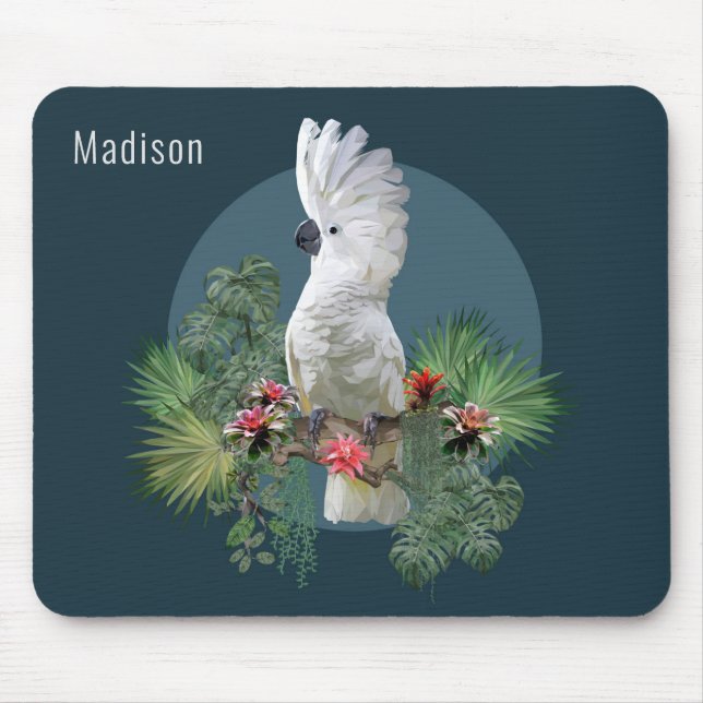 Mousepad Nome Personalizado das Flores Tropicais de Aves Co (Frente)