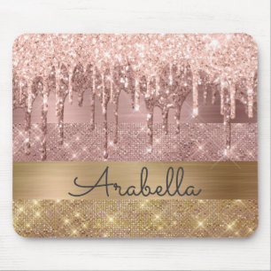 Mousepad Nome Personalizado das Unidades de Brilho Douradas