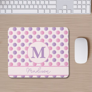 Mousepad Nome Personalizado De Bolinhas Rosa E Roxo