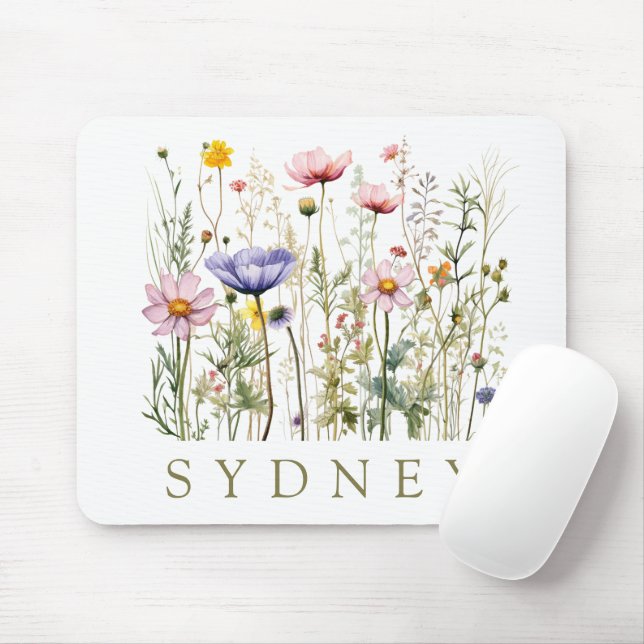 Mousepad Nome Personalizado de Flor Selvagem (Com mouse)