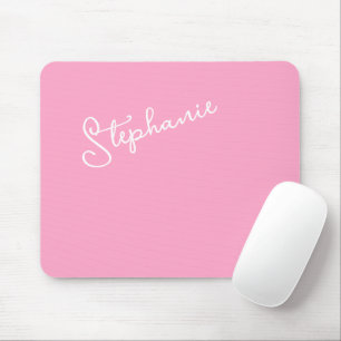 Mousepad Nome Personalizado de Letra Minimalista Rosa Femin