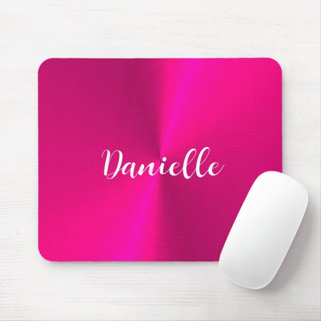 Mousepad Nome personalizado de metal falso brilhante rosa (Com mouse)