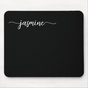 Mousepad Nome personalizado de monograma preto simples e fe