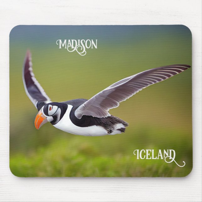 Mousepad Nome Personalizado de Puffin da Islândia (Frente)