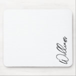 Mousepad Nome Personalizado de Script Moderno<br><div class="desc">Presentes de Nome Personalizado Minimalista Moderno Este design apresenta um nome personalizado em caracteres pretos de script de escrita manual moderna em fundo branco. Perfeito como presentes de férias para ele, presentes de dia de os pais e presentes para qualquer ocasião especial.</div>