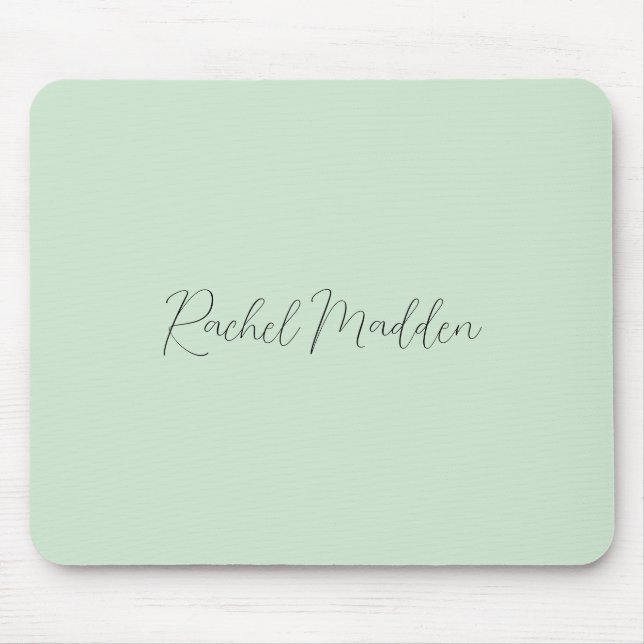 Mousepad Nome Personalizado de Script Verde Mint Minimalist (Frente)