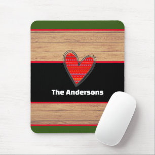Mousepad Nome Personalizado do Coração de Madeira Russo Mod