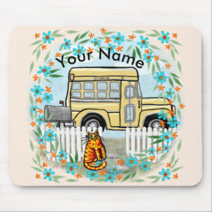 Mousepad Nome personalizado do Dia de Ônibus Escolar
