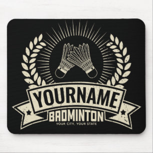 Mousepad Nome Personalizado do Jogador de Badminton Racquet