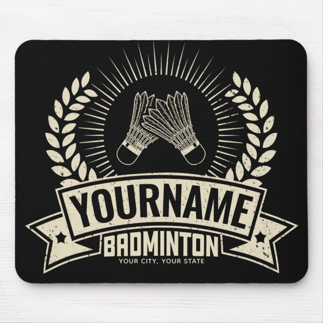 Mousepad Nome Personalizado do Jogador de Badminton Racquet (Frente)