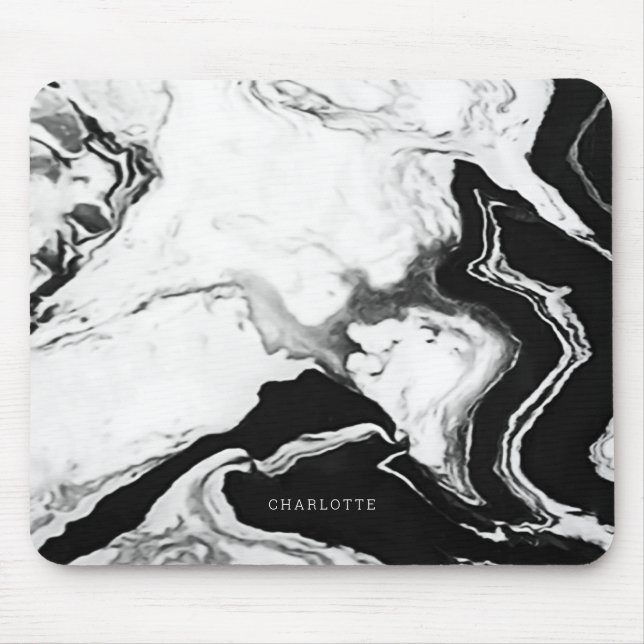 Mousepad Nome Personalizado do Mármaco Preto Branco, Panda  (Frente)