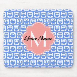 Mousepad Nome Personalizado do Monograma de Coral Padrão de