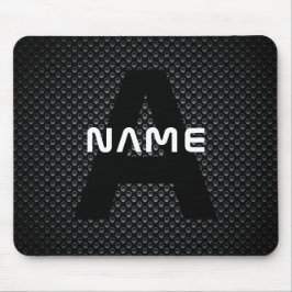 Mousepad Nome personalizado do monograma Textura em preto e