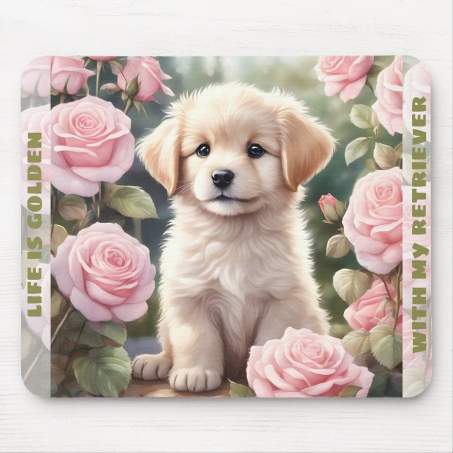 Mousepad Nome Personalizado do Retriever de Ouro de Cachorr (Frente)