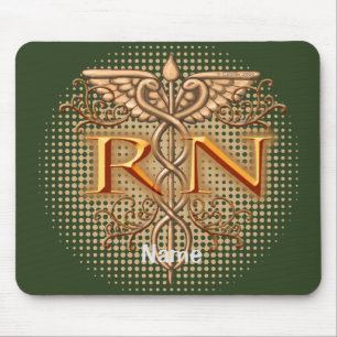 Mousepad Nome personalizado do rico Cobre Caduceus RN Enfer