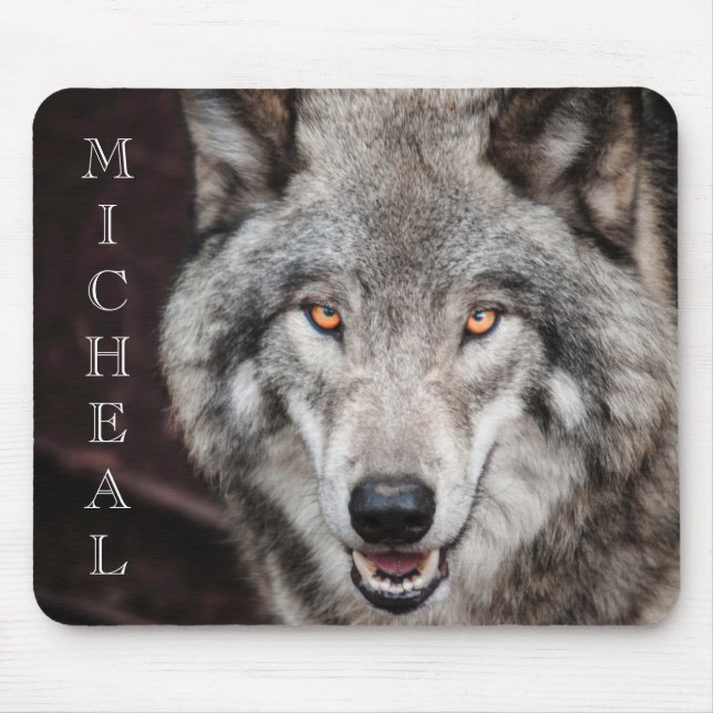 Mousepad Nome personalizado do Wolf Photo (Frente)
