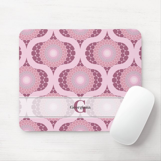 Mousepad Nome Personalizado Dot Rosa Rusky Radiante Retroat (Com mouse)