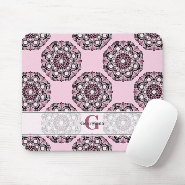 Mousepad Nome personalizado Dusky Rosa Cherry Blossom Dot M (Com mouse)