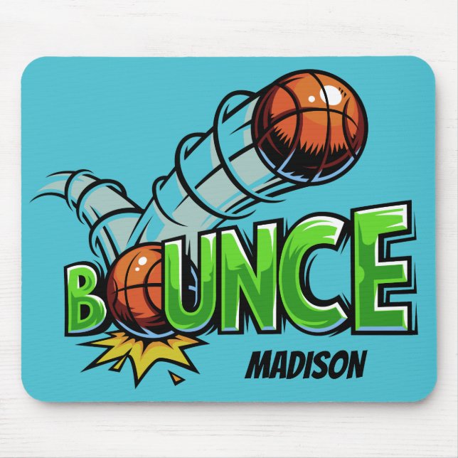 Mousepad Nome personalizado e cor "Salto de basquete" (Frente)