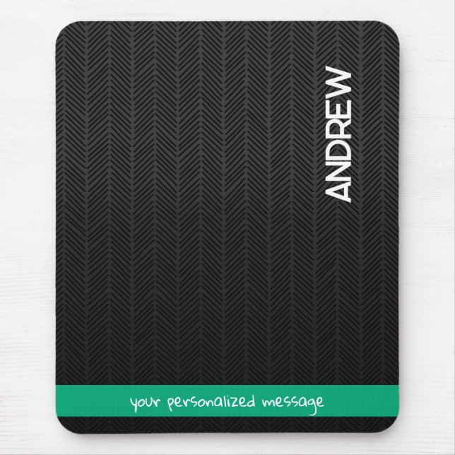 Mousepad Nome personalizado e mensagem personalizada preto  (Frente)