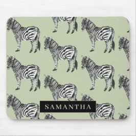 Mousepad Nome Personalizado e Padrão Selvagem de Zebra Selv