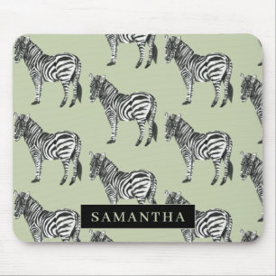 Mousepad Nome Personalizado e Padrão Selvagem de Zebra Selv
