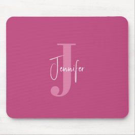 Mousepad Nome Personalizado e Rosa inicial moderno de cinza